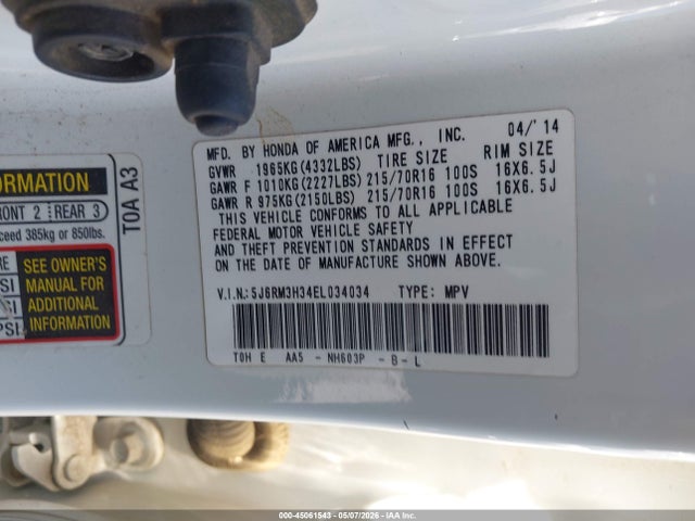 Honda CR-V LX 2014 5J6RM3H34EL034034 Image 9