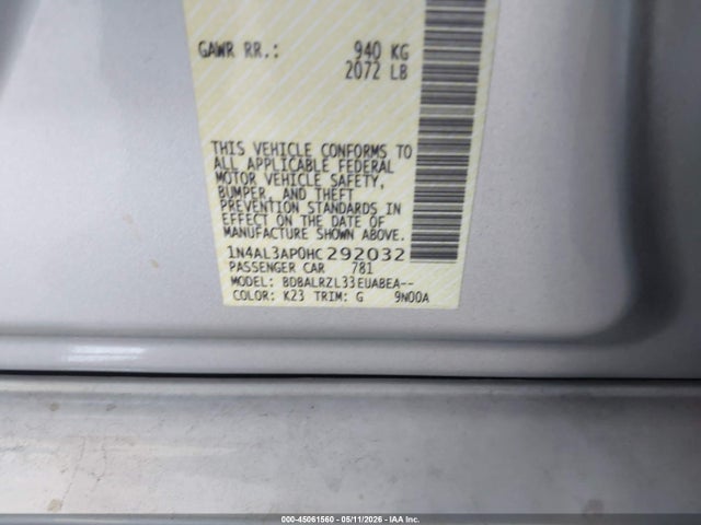 Nissan Altima 2.5 Sl 2017 1N4AL3AP0HC292032 Image 9