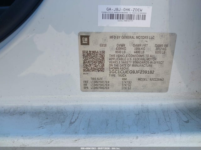 1GC1CUEG9JF239182 Chevrolet Silverado 2500hd Wt