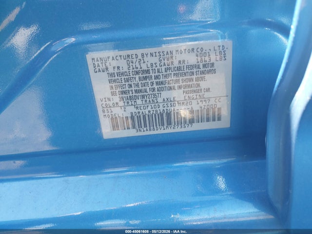 Aukcja sprzedaży 2021 Nissan Sentra Sr Xtronic Cvt, vin: 3N1AB8DV1MY273577, numer aukcji: 45061608