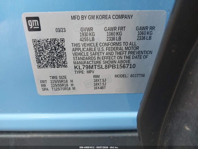 45061612 :رقم المزاد ، KL79MTSL8PB156710 vin ، 2023 Chevrolet Trailblazer Fwd Rs مزاد بيع