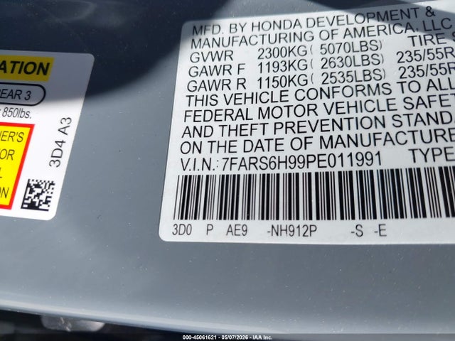 7FARS6H99PE011991 Honda Cr-v Hybrid Sport Touring
