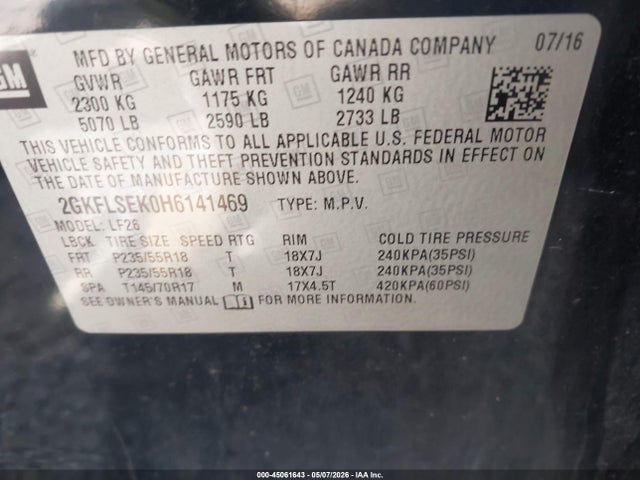 GMC Terrain Sle-1 2017 2GKFLSEK0H6141469 Image 9