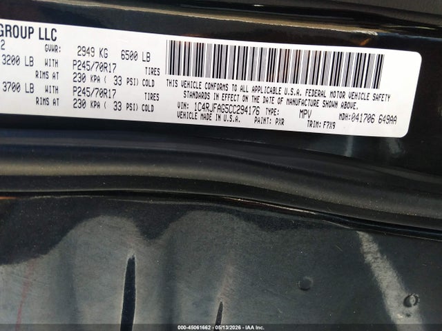 Продаж на аукціоні авто 2012 Jeep Grand Cherokee Laredo, vin: 1C4RJFAG5CC294176, номер лоту: 45061662