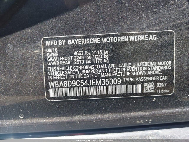 Aukcja sprzedaży 2018 Bmw 330i Xdrive, vin: WBA8D9C54JEM35009, numer aukcji: 45061666
