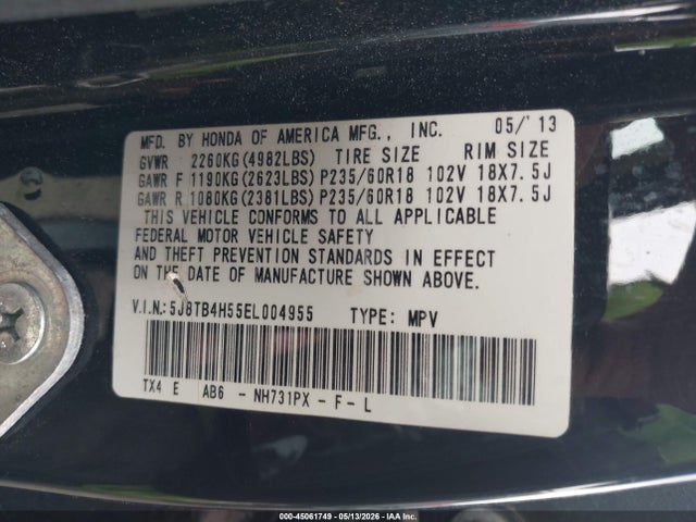 Aukcja sprzedaży 2014 Acura Rdx, vin: 5J8TB4H55EL004955, numer aukcji: 45061749