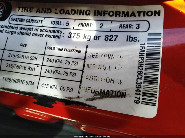 Aukcja sprzedaży 2012 Ford Focus Sel, vin: 1FAHP3H26CL394179, numer aukcji: 45061753