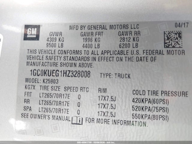 1GC0KUEG1HZ328008 Chevrolet Silverado 2500hd Wt