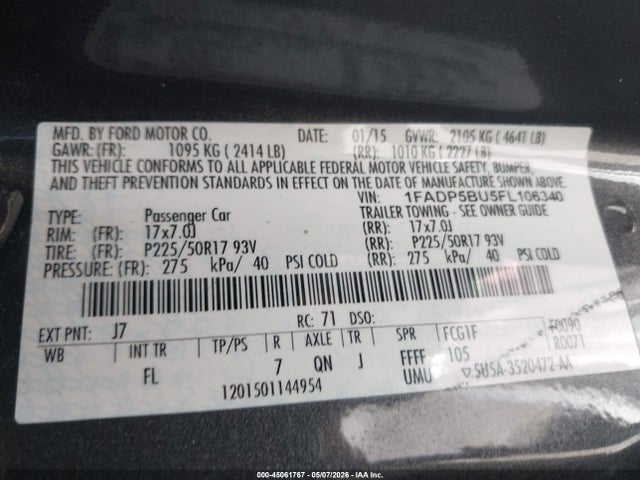 Aukcja sprzedaży 2015 Ford C-max Hybrid Sel, vin: 1FADP5BU5FL106340, numer aukcji: 45061767