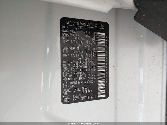 JN8BT3BA8SW006625 Nissan Rogue Sv Fwd