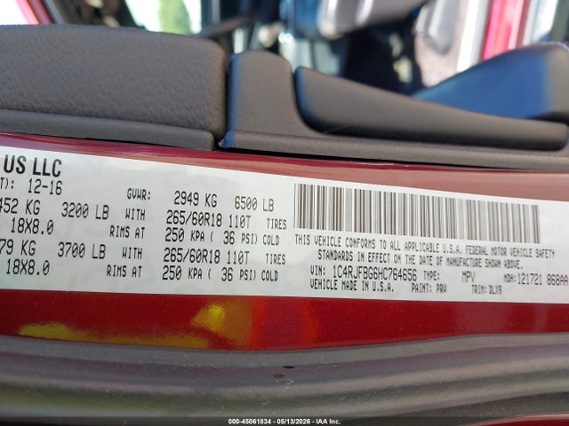 1C4RJFBG6HC764656 Jeep Grand Cherokee Limited