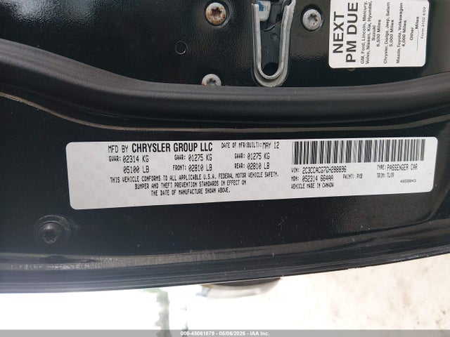 45061879 :رقم المزاد ، 2C3CCACG7CH288896 vin ، 2012 Chrysler 300 Limited مزاد بيع