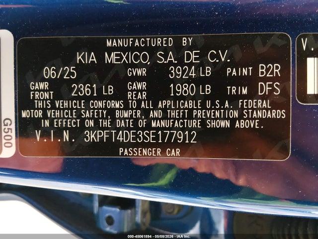 KIA K4 Lxs 2025 3KPFT4DE3SE177912 Image 9