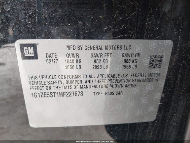 1G1ZE5ST1HF227678 Chevrolet MALIBU 1LT