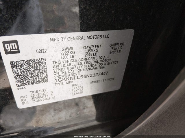 1GKKNLLS6NZ127447 GMC Acadia Awd At4