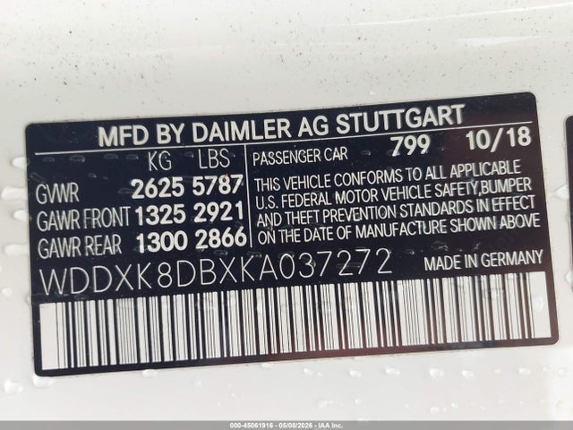 WDDXK8DBXKA037272 Mercedes-Benz S 560