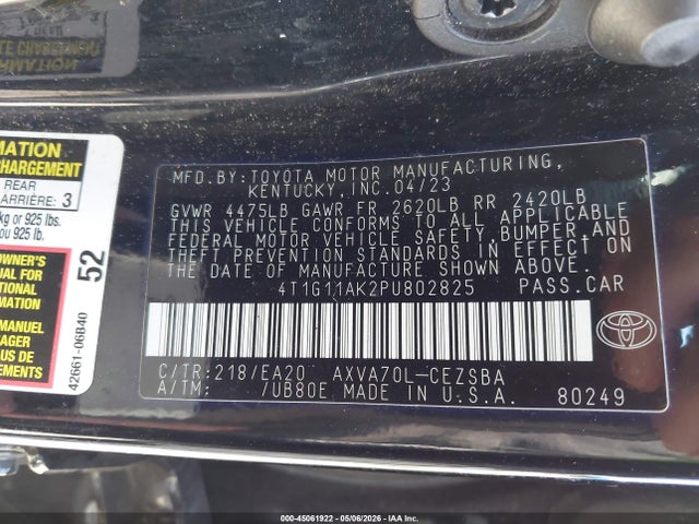 4T1G11AK2PU802825 Toyota CAMRY SE