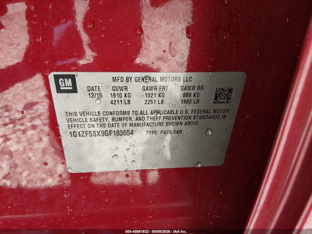 Auction sale of the 2016 Chevrolet Malibu 2lt, vin: 1G1ZF5SX9GF183654, lot number: 45061932