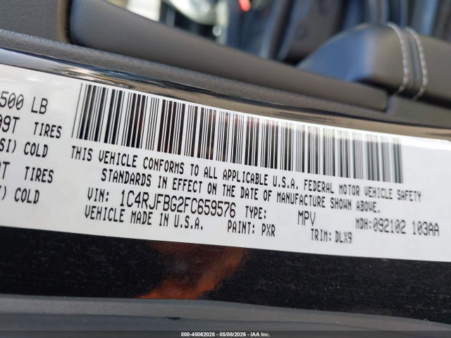 Продаж на аукціоні авто 2015 Jeep Grand Cherokee Limited, vin: 1C4RJFBG2FC659576, номер лоту: 45062028