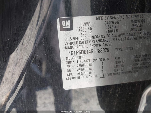 Продаж на аукціоні авто 2016 Gmc Canyon Slt, vin: 1GTP6DE14G1183879, номер лоту: 45062045