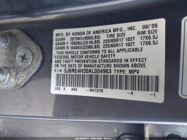 Продажа на аукционе авто 2010 Honda Cr-v Lx, vin: 5J6RE4H30AL004963, номер лота: 45062072