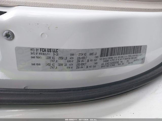 Продажа на аукционе авто 2017 Chrysler Pacifica Touring, vin: 2C4RC1DG2HR587895, номер лота: 45062111