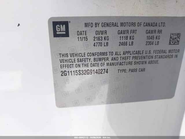 2G1115S32G9140274 Chevrolet Impala 2lt