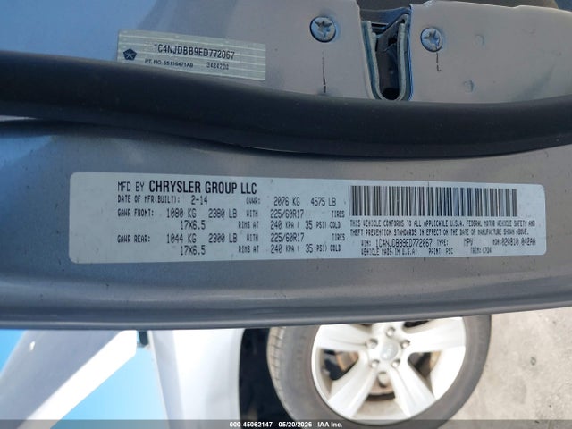 45062147 :رقم المزاد ، 1C4NJDBB9ED772067 vin ، 2014 Jeep Compass Sport مزاد بيع