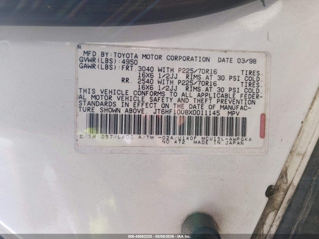 Продажа на аукционе авто 1999 Lexus Rx 300, vin: JT6HF10U8X0011145, номер лота: 45062220
