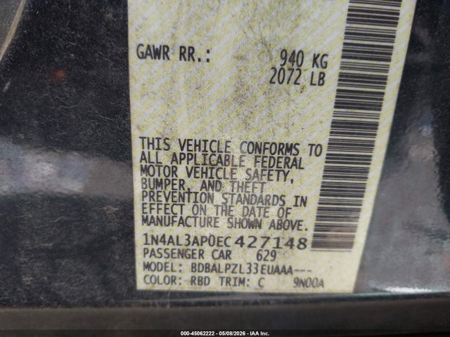 Aukcja sprzedaży 2014 Nissan Altima 2.5, vin: 1N4AL3AP0EC427148, numer aukcji: 45062222