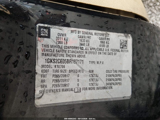 Aukcja sprzedaży 2011 Gmc Yukon Slt, vin: 1GKS2CE05BR187171, numer aukcji: 45062243