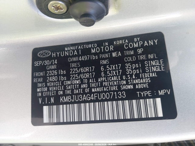 KM8JU3AG4FU007133 Hyundai TUCSON SE