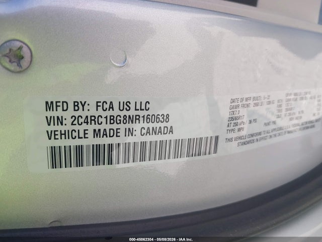 Продажа на аукционе авто 2022 Chrysler Pacifica Touring L, vin: 2C4RC1BG8NR160638, номер лота: 45062304