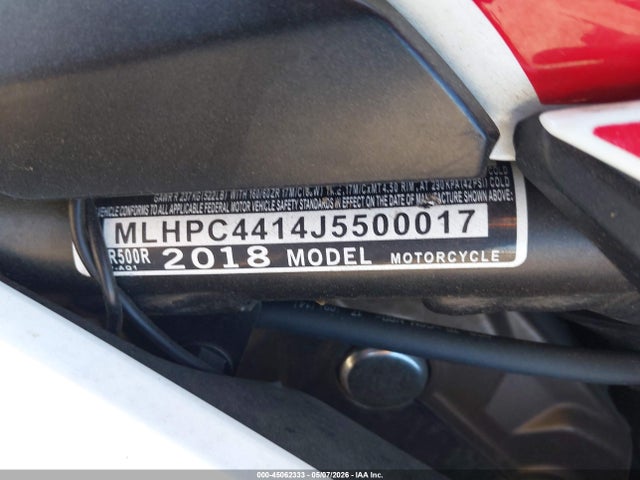 Aukcja sprzedaży 2018 Honda Cbr500 R, vin: MLHPC4414J5500017, numer aukcji: 45062333