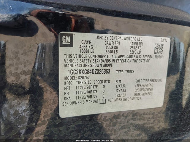 Aukcja sprzedaży 2013 Chevrolet Silverado 2500hd Lt, vin: 1GC2KXC84DZ325863, numer aukcji: 45062371