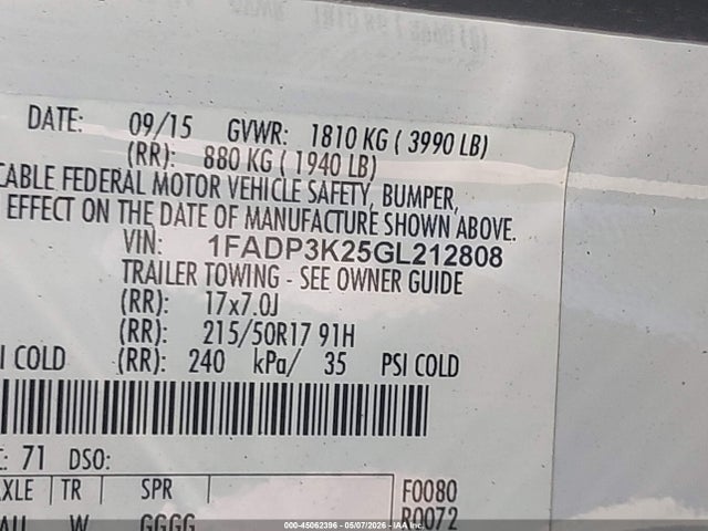 Ford FOCUS SE 2016 1FADP3K25GL212808 Image 9