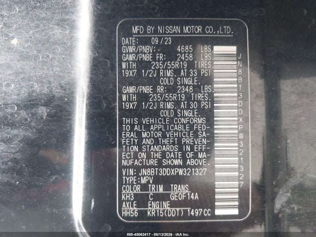 JN8BT3DDXPW321327 Nissan Rogue Platinum Intelligent Awd