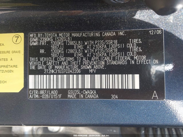 Aukcja sprzedaży 2007 Lexus Rx 350, vin: 2T2HK31U37C042206, numer aukcji: 45062446