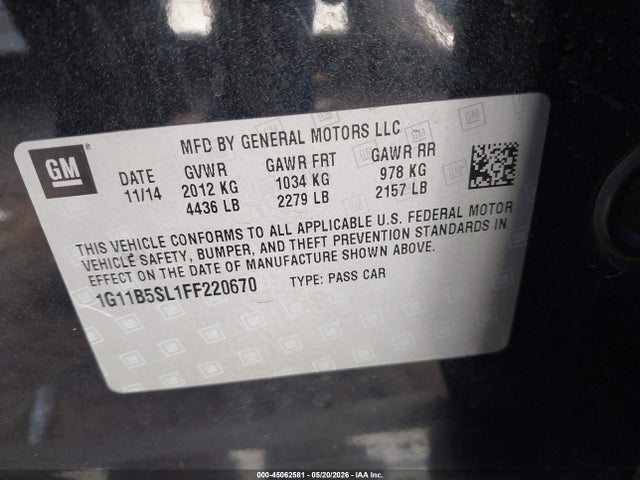 1G11B5SL1FF220670 Chevrolet MALIBU LS