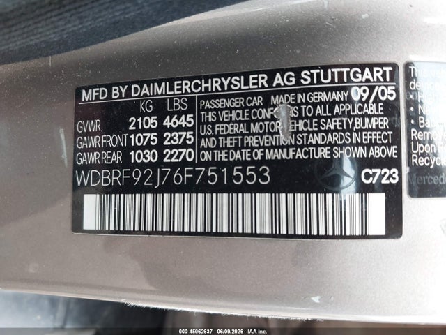 2006 Mercedes-benz C 280 Luxury 4matic მანქანა იყიდება აუქციონზე, vin: WDBRF92J76F751553, აუქციონის ნომერი: 45062637