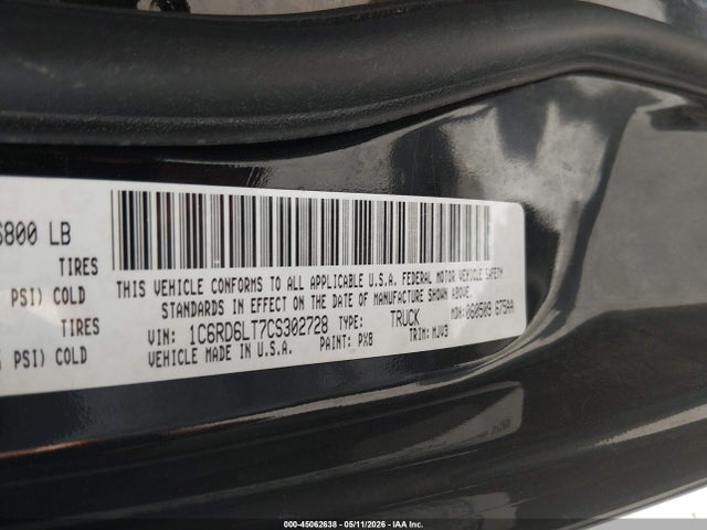 Aukcja sprzedaży 2012 Ram 1500 Slt, vin: 1C6RD6LT7CS302728, numer aukcji: 45062638