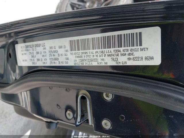 2013 Ram 1500 Laramie მანქანა იყიდება აუქციონზე, vin: 1C6RR7NT2DS603591, აუქციონის ნომერი: 45062665
