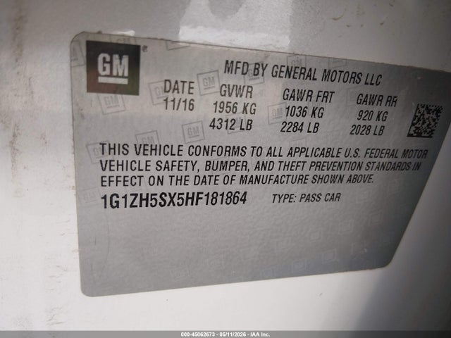 45062673 :رقم المزاد ، 1G1ZH5SX5HF181864 vin ، 2017 Chevrolet Malibu Premier مزاد بيع