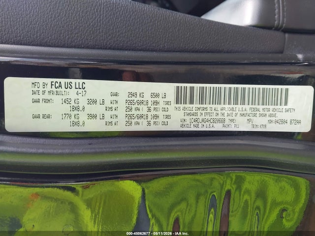 Aukcja sprzedaży 2017 Dodge Durango Sxt Awd, vin: 1C4RDJAG4HC820668, numer aukcji: 45062677