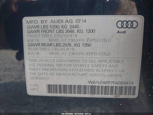 Audi Q5 2.0t Premium 2015 WA1LFAFP7FA028414 Image 9