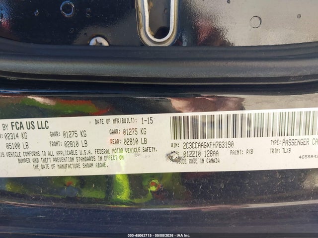 Aukcja sprzedaży 2015 Chrysler 300 Limited, vin: 2C3CCAAGXFH763190, numer aukcji: 45062715