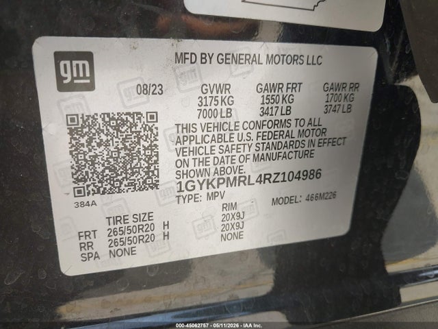 Продаж на аукціоні авто 2024 Cadillac Lyriq Tech W/1sa, vin: 1GYKPMRL4RZ104986, номер лоту: 45062757