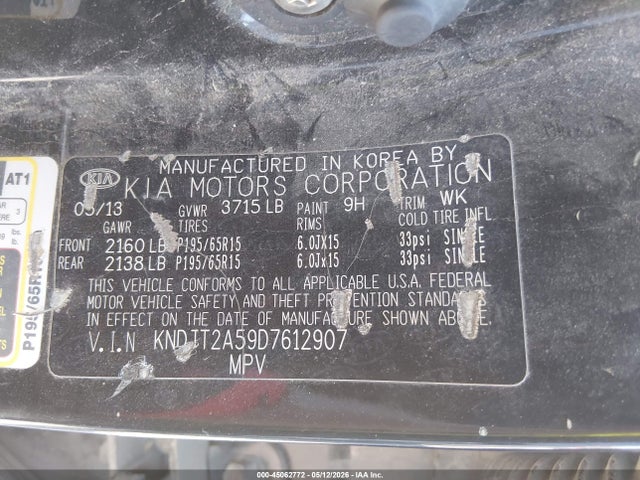 Продажа на аукционе авто 2013 Kia Soul, vin: KNDJT2A59D7612907, номер лота: 45062772