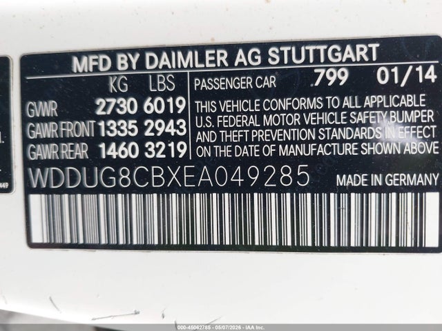 45062785 :رقم المزاد ، WDDUG8CBXEA049285 vin ، 2014 Mercedes-benz S 550 مزاد بيع