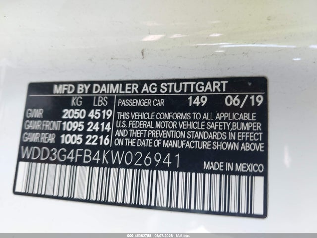 Продаж на аукціоні авто 2019 Mercedes-benz A 220 4matic, vin: WDD3G4FB4KW026941, номер лоту: 45062788